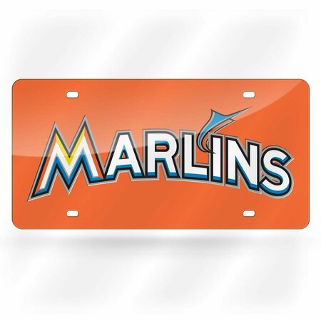 SIGNED AND SEALED Miami Marlins Laser Cut License Plate, Light Orange SI3350200